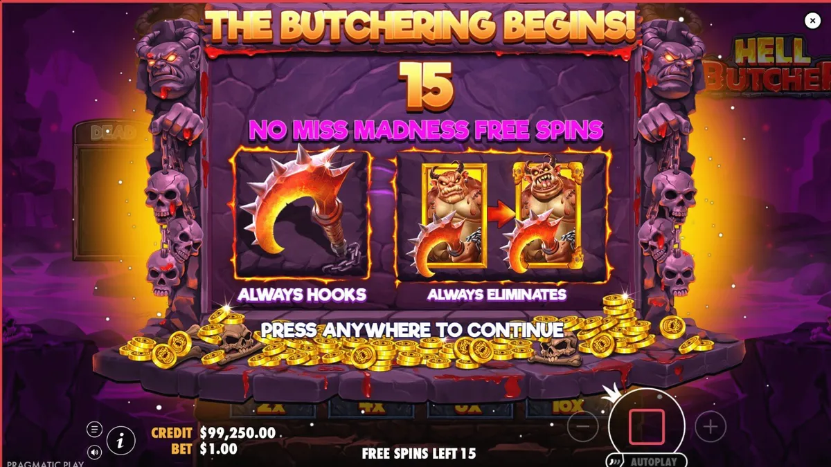Tampilan visual slot Hell Butcher dengan tema horor yang mencekam.